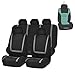 FH Group Automotive Seat Covers Trendy Corduroy Bucket Full Set with Gift- Universal Fit for Cars Trucks and SUVs (Black/Gray) FB032115