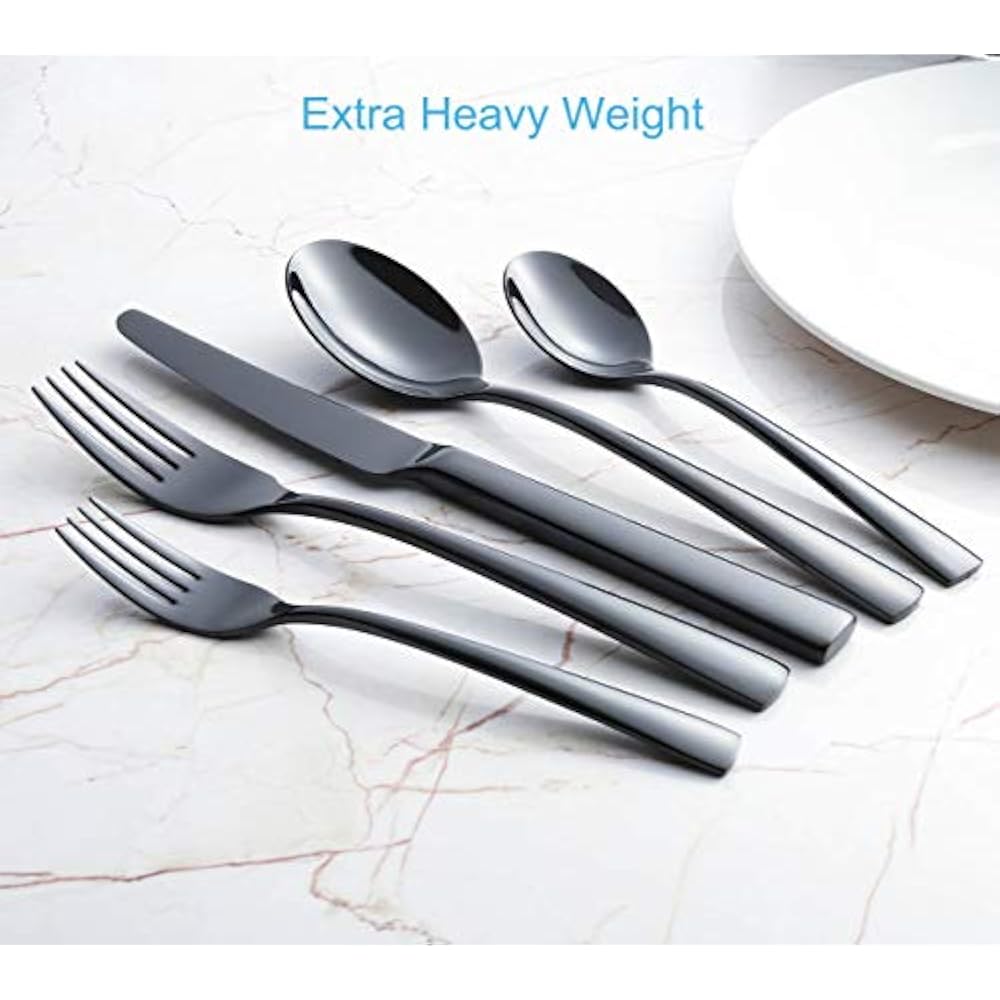 Flatware Sets Onlycooker Black Silverware 20Piece 18/10 Stainless