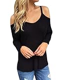 HOTAPEI Womens Autumn Loose Knit Pullover Sweater Cold Shouder