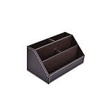 PU Leather 5 Compartment TV DVD CD Entertainment Remote Control Organizer Caddy (Brown)