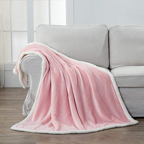 Homelike Moment Sherpa Fleece Throw Blanket Pink Warm Sherpa Bed