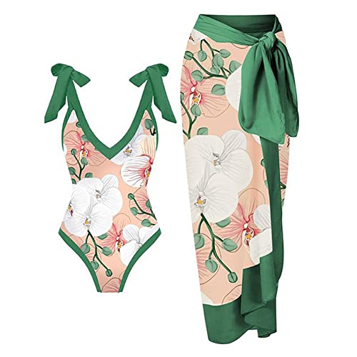 Floral One Piece Swimsuits for Women, Retro