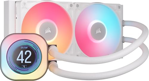 Corsair iCUE LINK Titan 240 RX LCD CPU-Flüssigkeitskühler – 240mm AIO – FlowDrive-Kühl-Engine – Intel LGA 1851/1700, AMD AM5/AM4 – 2X RX120 RGB-Lüfter