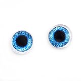 10mm Pair of Bright Blue Doll Making Glass Eyes Flatback Cabochons