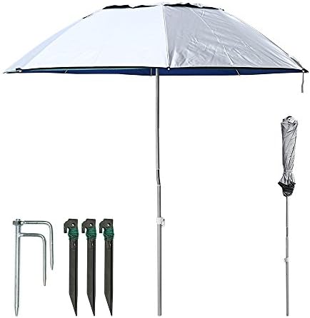 South Pioneer Portable Sun Beach Umbrella,Carbon fiber rod 360° arbitrary rotating beaches parks (Sliver W/side wall)