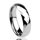 Unisex Men's 6MM Tungsten Comfort Fit Wedding Band Ring Multi Faceted High Polish Dome Ring ( Size 6 to 14)