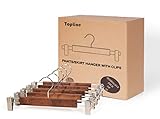 Topline Classic Wood Pants/Skirt Hangers with Clips - Mahogany Finish (10 Pack)