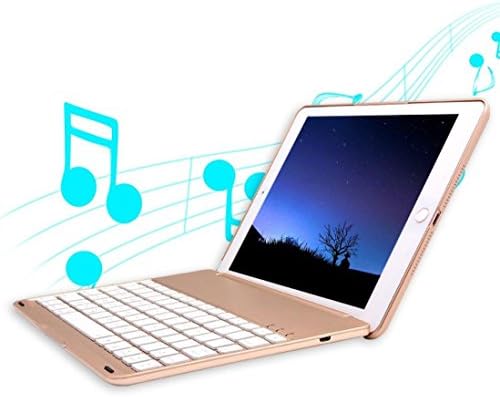 Wireless Bluetooth Keyboard Case, HOOHI Ultra-Slim Portable Wireless Bluetooth Smart 7 color LED Backlit Aluminium Keyboard with Case Stand Cover for iPad Pro 9.7-Inch (Pink)