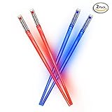 Light Up LED Lightsaber Chopsticks, Pack Of 2 - 1 Red And 1 Blue Set, Batteries Included, 10 Inches Long, Durable, Lightweight, Portable, BPA Free and Food Safe