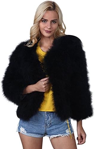 Clearance Sale! Women Faux Fur Coat Cinsanong Ostrich Feather Fur Fluffy Overcoat Winter Xmax Soft Jacket