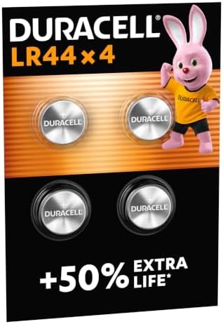 Batterie LR44 (confezione da 4) (A76) Pile alcaline specialistiche da 1,5 V – +50% EXTRA DURATA– Per l’utilizzo in termometri digitali, calcolatrici, torce, orologi da polso