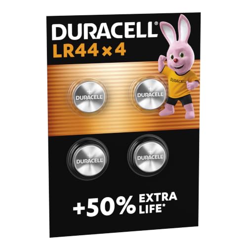 Batterie LR44 (confezione da 4) (A76) Pile alcaline specialistiche da 1,5 V – +50% EXTRA DURATA– Per l’utilizzo in termometri digitali, calcolatrici, torce, orologi da polso