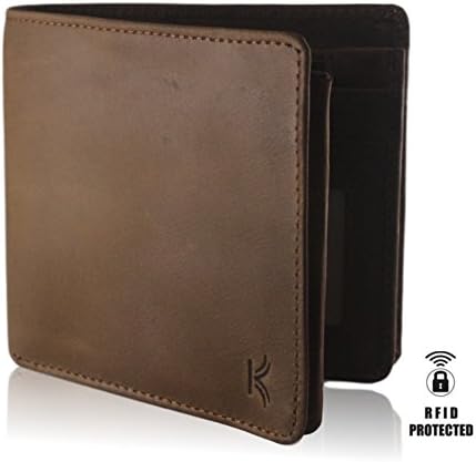 Men’s RFID Blocking Vintage Genuine Leather Bifold Wallet, Handmade With Zipper