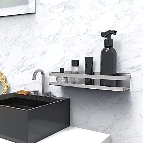 Bestdon Stainless Steel Bathroom Shelf, Shower Shelves Wall Without Drilling for Bathroom and Kitchen, Self-Adhesive, Brushed, 30 cm