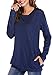 Seunala Women's Casual Solid Shirts Long Sleeve Tunic Tops Round Neck Loose Comfy Pullover with Pockets