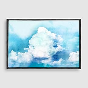 Framed Watercolor Cloud Home Artwork for Living Room Bedroom