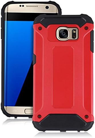 HAOKE BOSS Case Hybrid Durable Shield TPU+PC Shockproof Back Cover for Samsung Galaxy S7 Edge Only (Black Red)