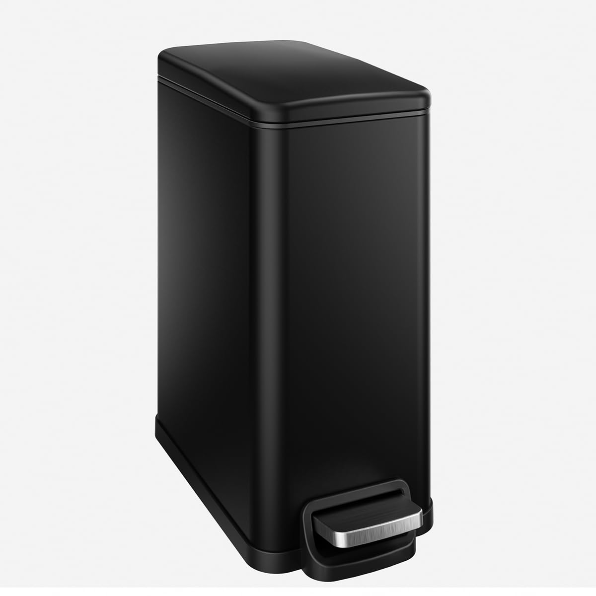 Photo 1 of Veelesa Slim Bathroom Trash Can with Lid Soft Close, 2.6 Gallon Stainless Steel Garbage Can with Removable Inner Bucket, Durable Step Pedal, Small Trash Bins for Toilet, Bedroom, Kitchen, Office