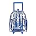 K-Cliffs Rolling Clear Backpack Heavy Duty Bookbag Quality See Through Workbag Travel Daypack Transparent School Book Bags with Wheels Royal Blue