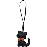 MGQFY Leather Bag Charms for Handbags,Black Cat Purse Cool Charm Bag Pendant, Funny Gifts