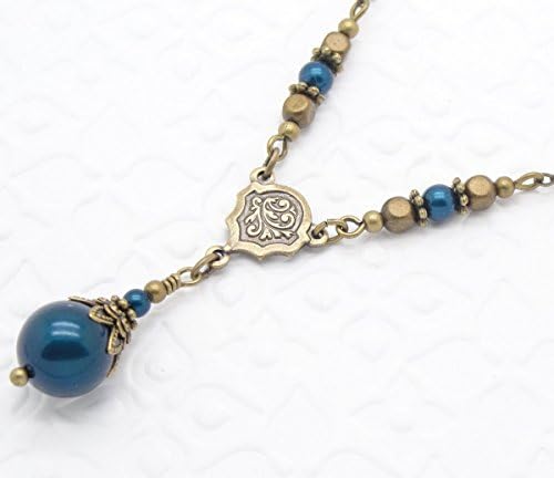 Petrol Blue Manmade Simulated Pearl Necklace