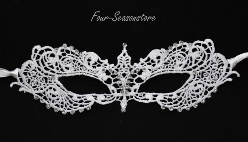 New Women Extravagant Laces Mask Laser Cut Venetian Halloween Masquerade Mask Costume Extravagant Inspire Design - White