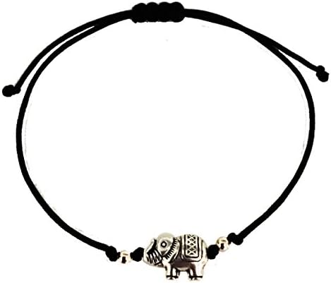 Black String Lucky Elephant Adjustable Macrame Bracelet - Unisex