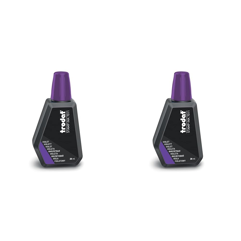 Trodat Purple Ink Bottle - 28 ml - Replacement Ink for Hand Stamp Ink Pads,Violet (Pack of 2)