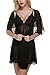Avidlove Women 3 Pieces Set V-Neck Lingerie Lace Babydoll Mesh Chemise Outfits Black