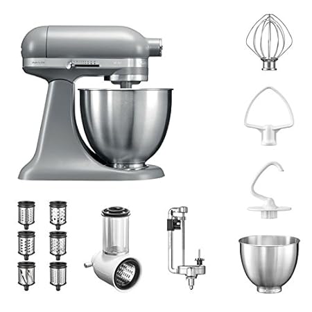 KitchenAid Küchenmaschine Mini, 5KSM3311XE, Veggie Paket inkl. TOP Zubehör: Gemüseschneider inkl. Zusatztrommeln, Spiralschne