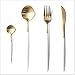 Jinsen Customized Stainless Steel Flatware Set for Home Kitchen Restaurant Hotel (White + Gold)