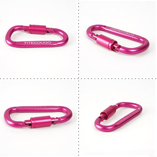 Carabiner Keychain,Hook Clip Aluminum D-ring Locking Flat D-Shape Lock Snap Backpack Water Bottle Climbing Gear Accessories EDC Camping Tent Multi Function Tool Multiple Colors Rose Red SG30