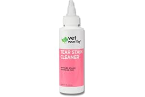 Vet Worthy Tear Stain Cleaner for Dogs | Gently Removes Tear and Saliva Stains from Dog Fur | Natural and Safe, 4 fl oz