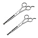 Wellbro Stainless Steel Dog Grooming Scissor Kit, Set of 2 Professional Pet Trimming Shears with Round Tips, Includes 1 Serrated Blade Scissor and 1 Regular Scissor, Suitable for Dogs, Cats and Pets