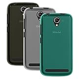 Cbus Wireless 3x Matte Finish TPU Flex-Gel Cases Covers for BLU LIFE PLAY 2 - Semi Transparent Smoke, Clear, Blue