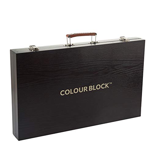 COLOUR BLOCK 181 pc All Media Wooden Case Set with Coloring Card. Quality Drawing, Painting and Coloring Set in Deluxe Gift Box. Great Christmas Gift for The Aspiring Artist.