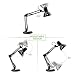 LE Swing Arm Desk Lamp, C-Clamp Table Lamp, Flexible Arm, Classic Architect Drawing Clamp-on Desk Lamp, Black Painted with Metal Clamp, UL Plug (Black - Metal Arm Joint) (Clamp)