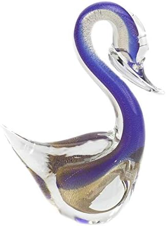 Murano Glass Swan Blue Gold
