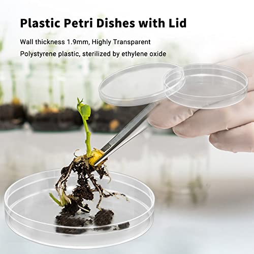 Sterile Plastic Petri Dishes Set, 50 Pcs Blank Microscope Slides, 100 Pcs 20x20mm Square Cover Glass, 5 Pcs 90mm Diax15mm Deep Lab Petri Plate Dish