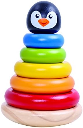 Tooky Toys Penguin Stacker Rainbow Wooden Wonder Ring Educational Toy - Premium Quality and Sameday Dispatch -TKB502-S2