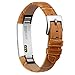 iGK Leather Replacemnt Bands Compatible for Fitbit Alta and Fitbit Alta HR, Genuine Leather Wristbands with Stainless Steel Buckle Bamboo-Grain