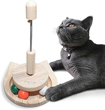 Amazon Wisedom猫 おもちゃ 回転 ボール 木製 ベル 安全素材 ぐるぐる 猫じゃらし 知育玩具 ナチュラル 運動不足 ストレス解消 Wisedom ボール 通販
