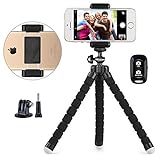 Phone tripod, UBeesize Portable and Adjustable Camera Stand Holder with Wireless Remote and Universal Clip, Compatible with iPhone, Android Phone, Sports Camera GoPro【2018 NEW VERSION】