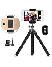 Phone Tripod, UBeesize Portable and Adjustable Camera Stand Holder with Wireless Remote and Universal Clip, Compatible with iPhone, Android Phone, Camera, Sports Camera GoPro (2018 New Version)