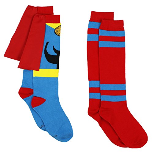 Dr. Strange Superhero Womens Novelty Costume 2 pack Knee High Socks (9-11 (Shoe: 4-10), Dr. Strange Red/Blue)