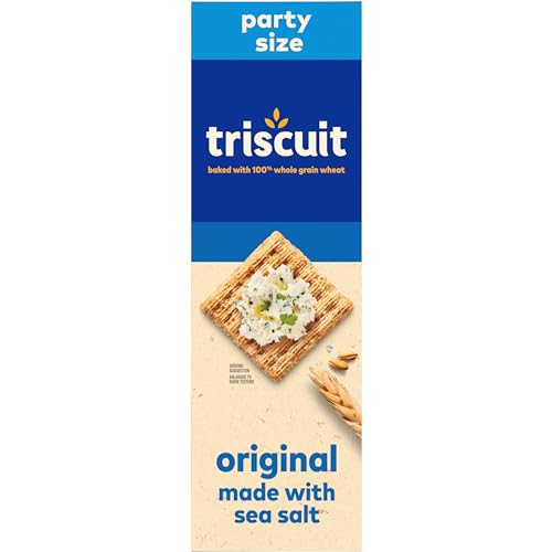 TRISCUIT ORIGINAL WHOLE GRAIN WHEAT CRACKERS, VEGAN CRACKERS, HEALTHY SNACKS, LUNCH SNACKS, PARTY SIZE, 17 OZ