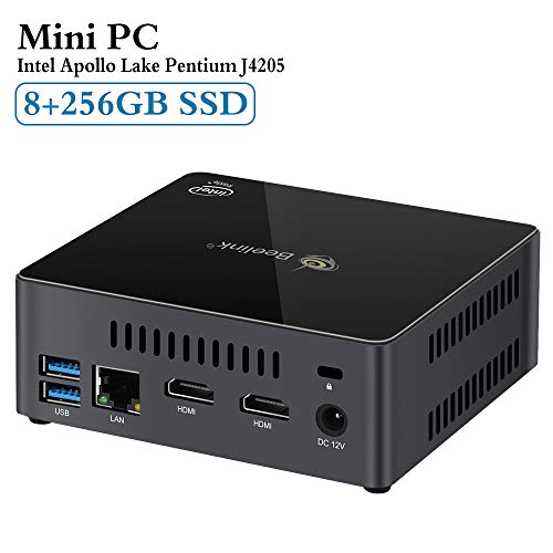 Mini PC, 8GB/256GB MSATA SSD Windows 10 64-bit Intel Apollo Lake Pentium J4205 (up to 2.6GHz), Support 4K/SATA/MSATA/TF Card/Dual HDMI/Dual WiFi/1000Mbps LAN/BT4.0/Auto Power On, Mini Computer Desktop