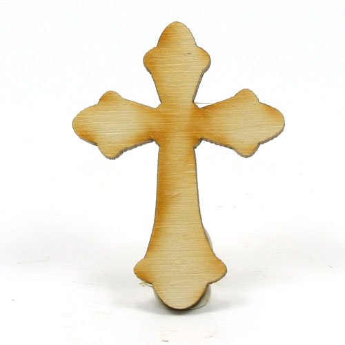 Mylittlewoodshop - Pkg of 6 - Cross Ornate - 2 inches by 1-1/2 inches and 1/2 inch thick unfinished wood(LC-CROS10-6)