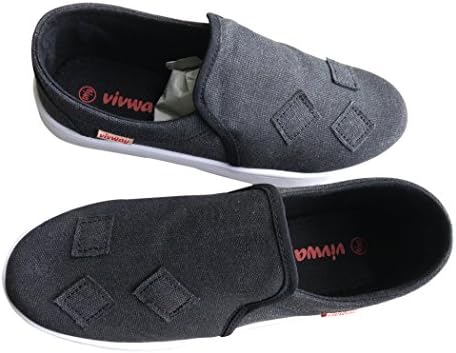 Vivway Men's Slip On Flat Patch Canvas Casual Shoes US12