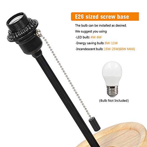 Modern Table Lamp, Nightstand Desk Lamp, Bedside Lamp with Wood Base and Linen Shade for Living Room, Bedroom, Office, College Dorm
